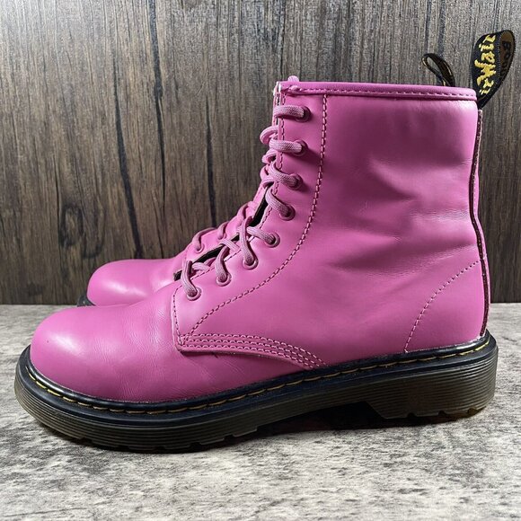 Dr Martens 1460 Pink Leather  8 Eye - Ankle Zip Up Boots Women’s Size 5 - Picture 3 of 10